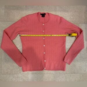 Willi Smith Coral Peach Orange Cable Knit Cashmere Cardigan Sweater